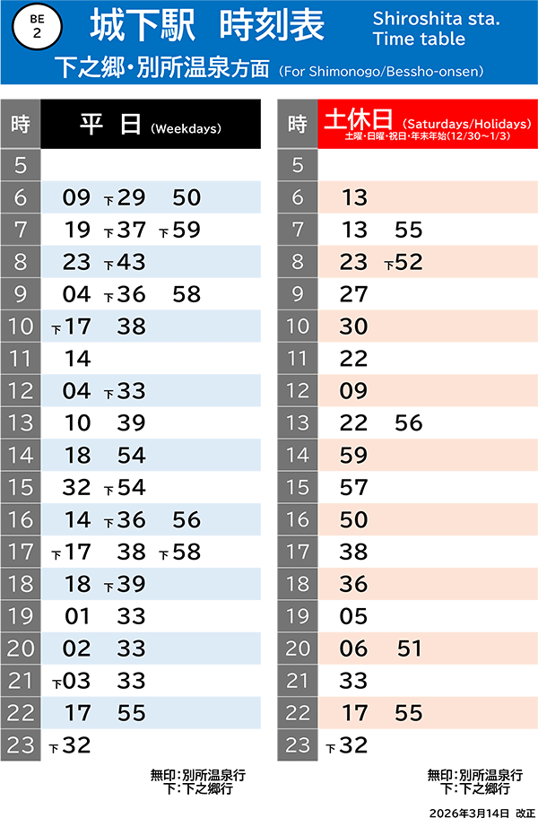 下之郷・別所温泉方面