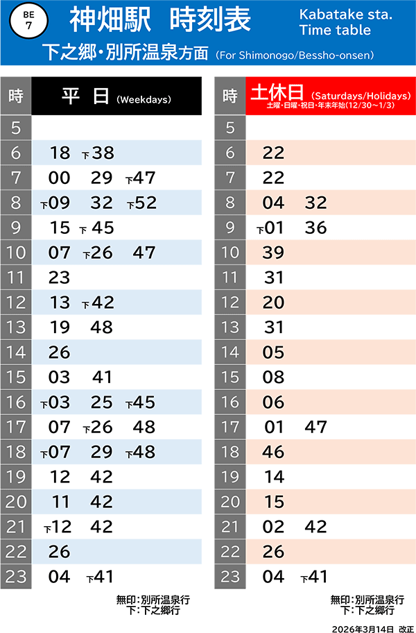 下之郷・別所温泉方面