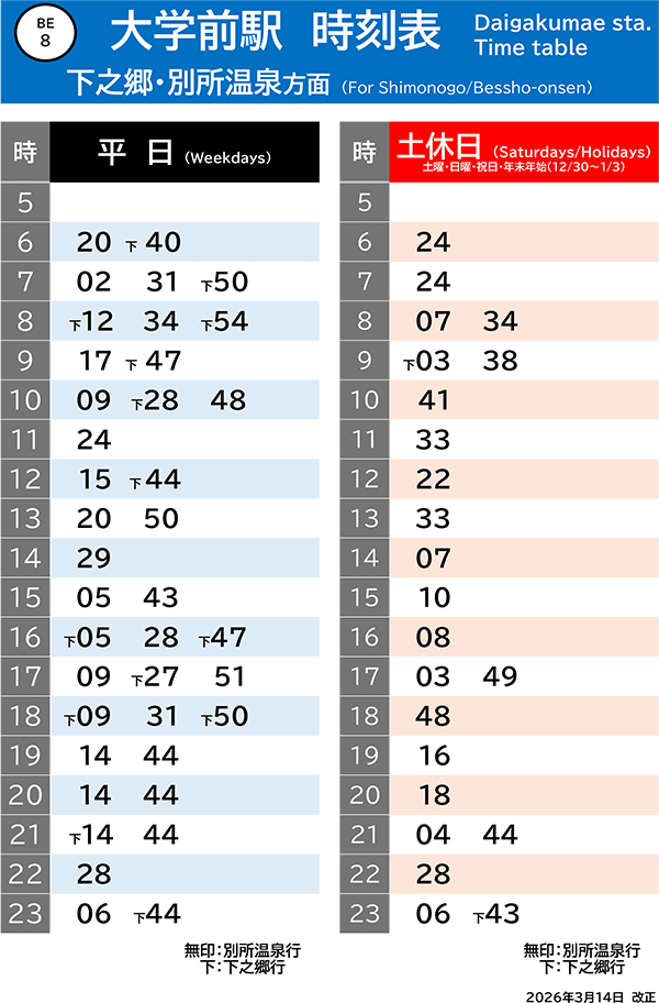 下之郷・別所温泉方面